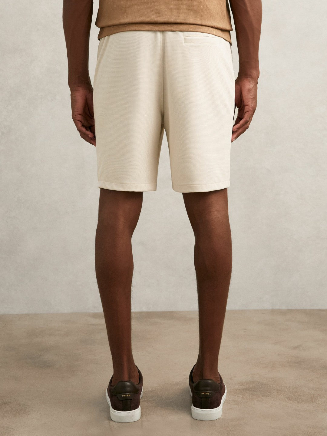 Textured Drawstring Shorts in Stone Men | Reiss