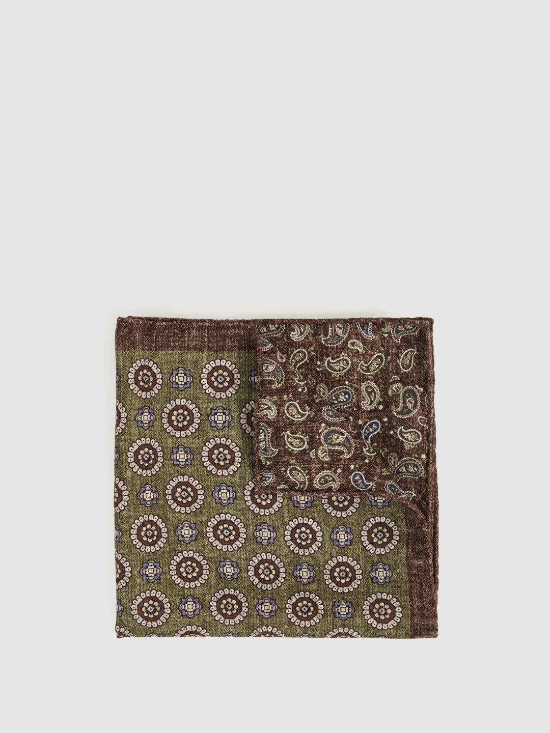Silk Medallion Paisley Pocket Square in Sage Men | Reiss