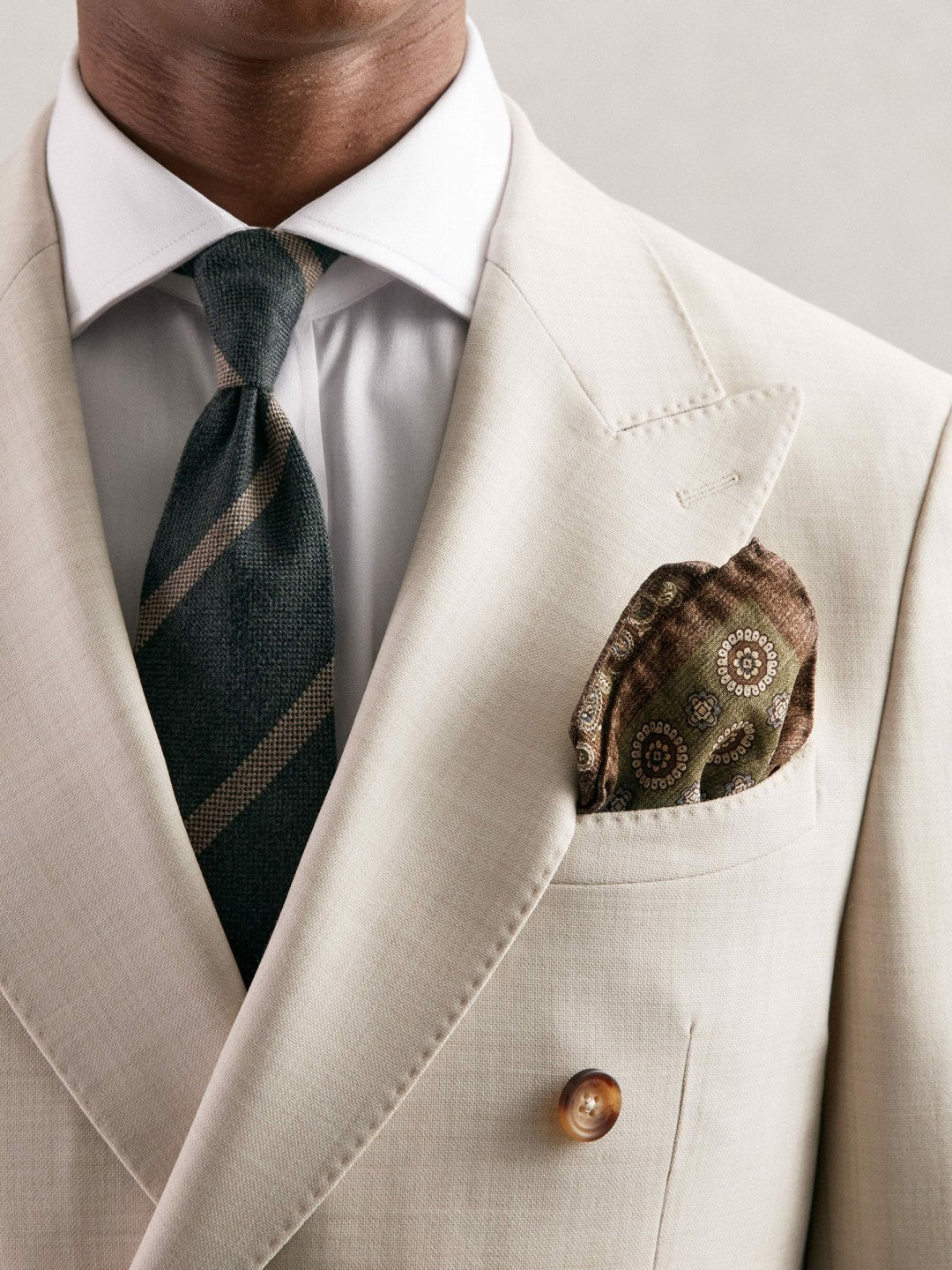 Silk Medallion Paisley Pocket Square in Sage Men | Reiss