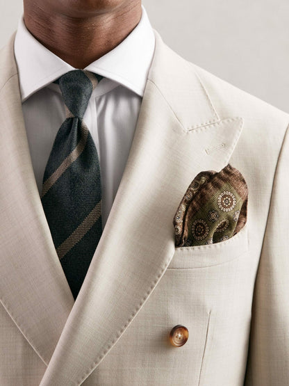 Silk Medallion Paisley Pocket Square in Sage Men | Reiss
