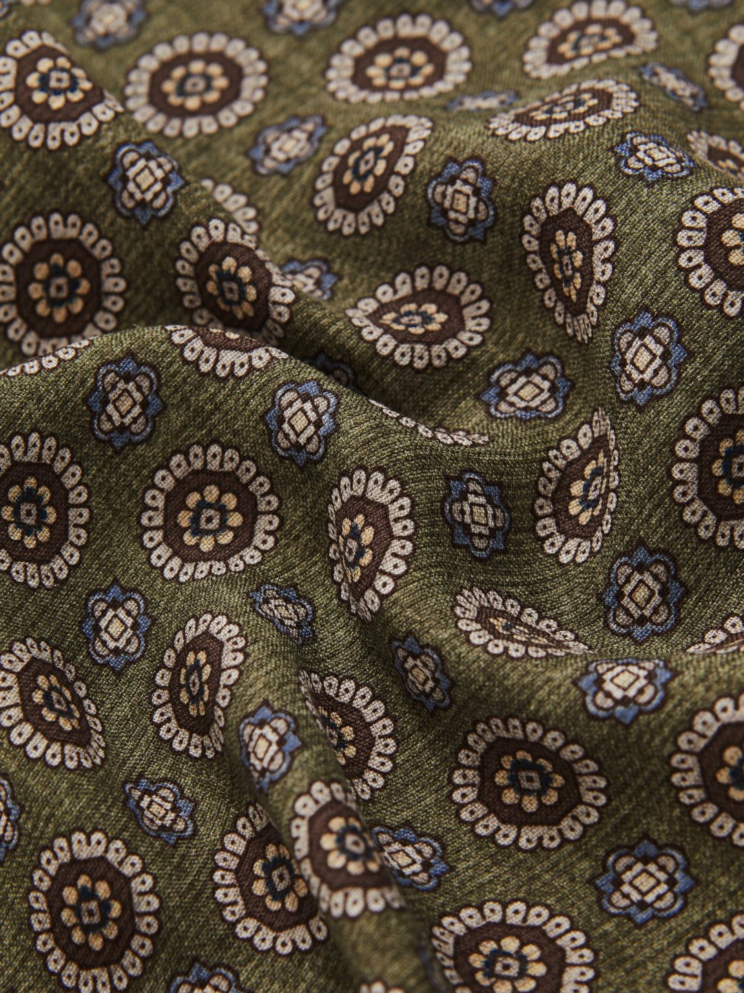 Silk Medallion Paisley Pocket Square in Sage Men | Reiss