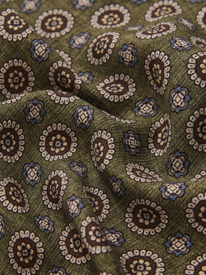 Silk Medallion Paisley Pocket Square in Sage Men | Reiss