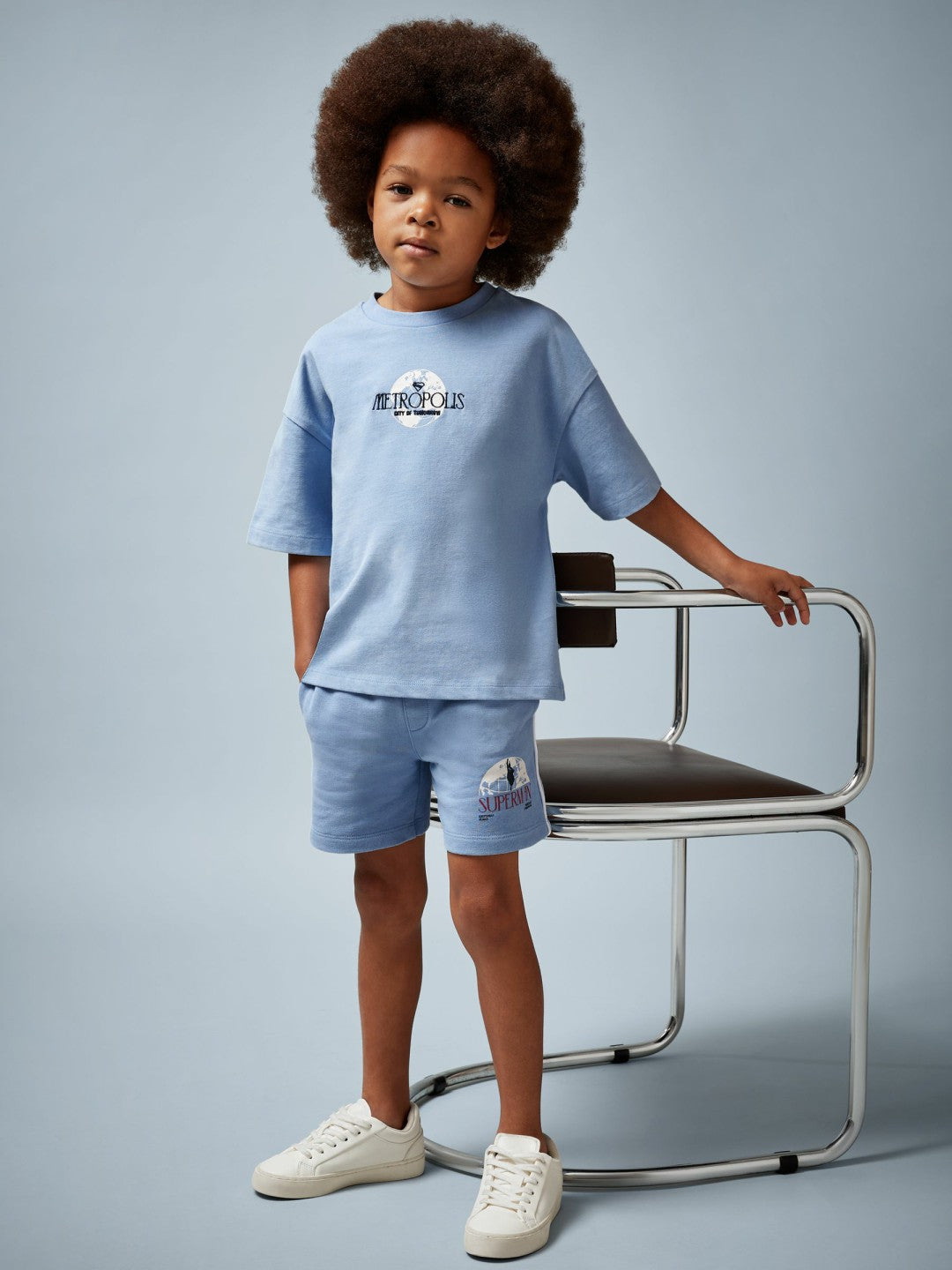 13-14 yrs Superman Logo-Print Shorts in Light Blue Children & Baby | Reiss