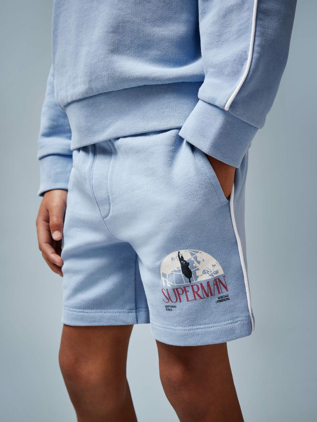 13-14 yrs Superman Logo-Print Shorts in Light Blue Children & Baby | Reiss