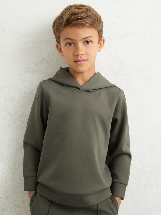 3-9 yrs Interlock Jersey Hoodie in Dark Sage Children & Baby | Reiss