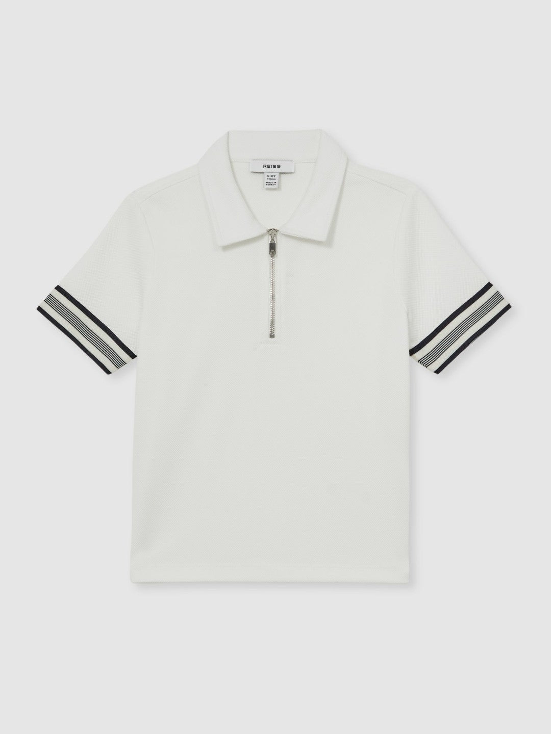 9-13 yrs Textured Half Zip Polo Shirt in White Children & Baby | Reiss