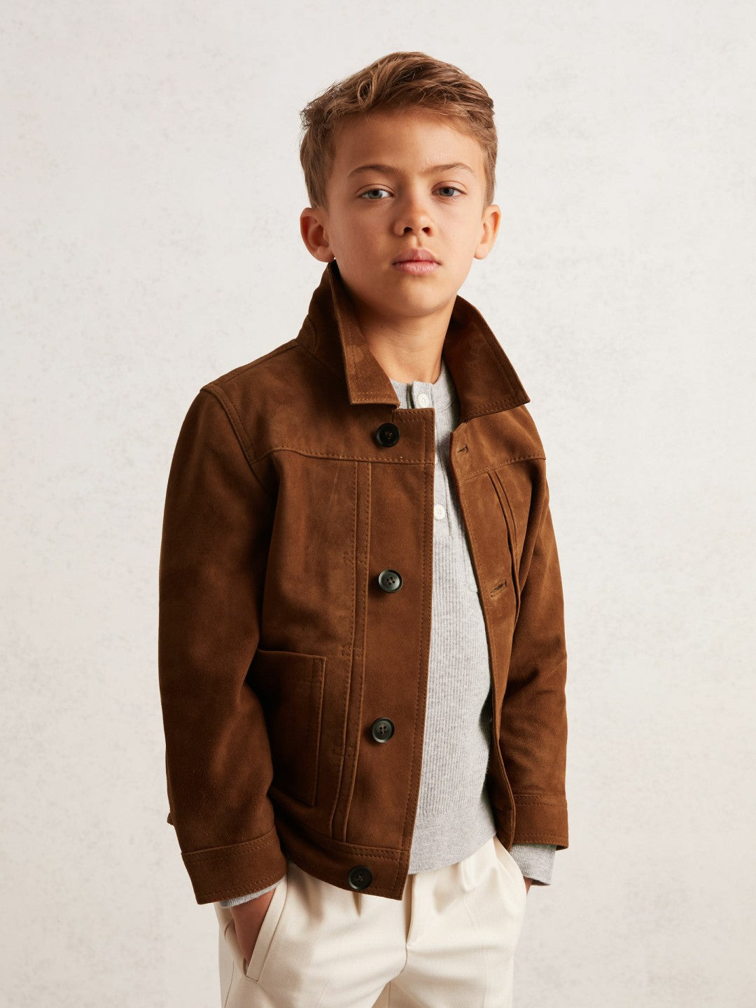 13-14 yrs Suede Worker Jacket in Tobacco Brown Children & Baby | Reiss