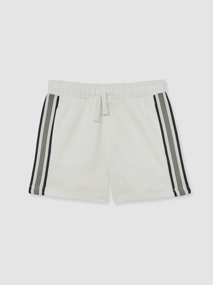 9-13 yrs Side Stripe Textured Shorts in White Children & Baby | Reiss