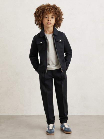 3-9 yrs Interlock Zip Through Overshirt in Navy Blue Children & Baby | Reiss