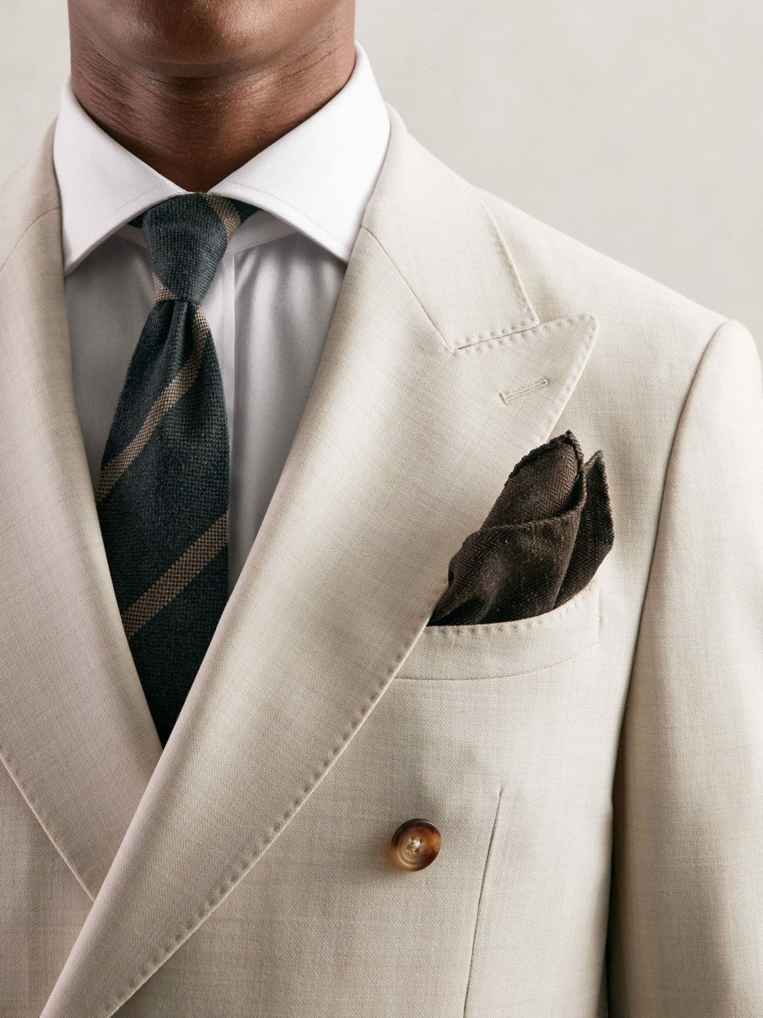 Silk Blend Herringbone Pocket Square in Chocolate Brown Men | Reiss