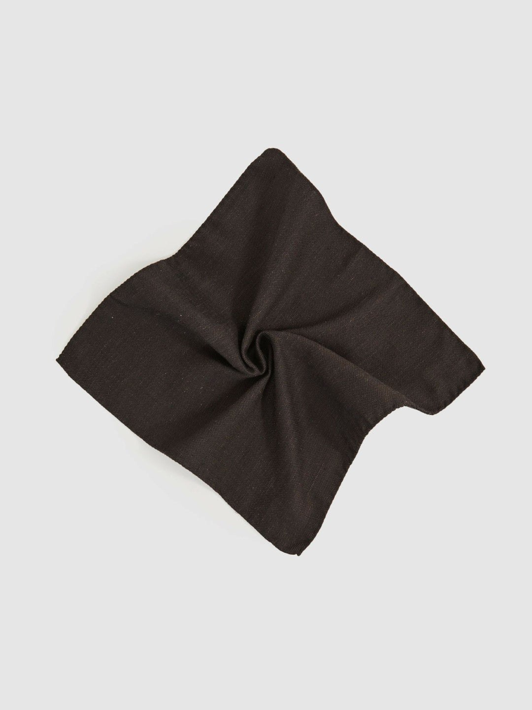 Silk Blend Herringbone Pocket Square in Chocolate Brown Men | Reiss