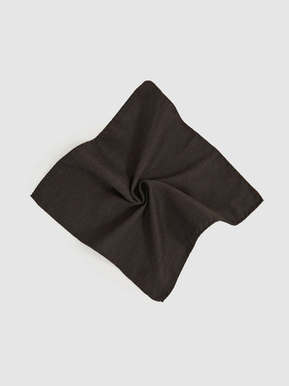 Silk Blend Herringbone Pocket Square in Chocolate Brown Men | Reiss