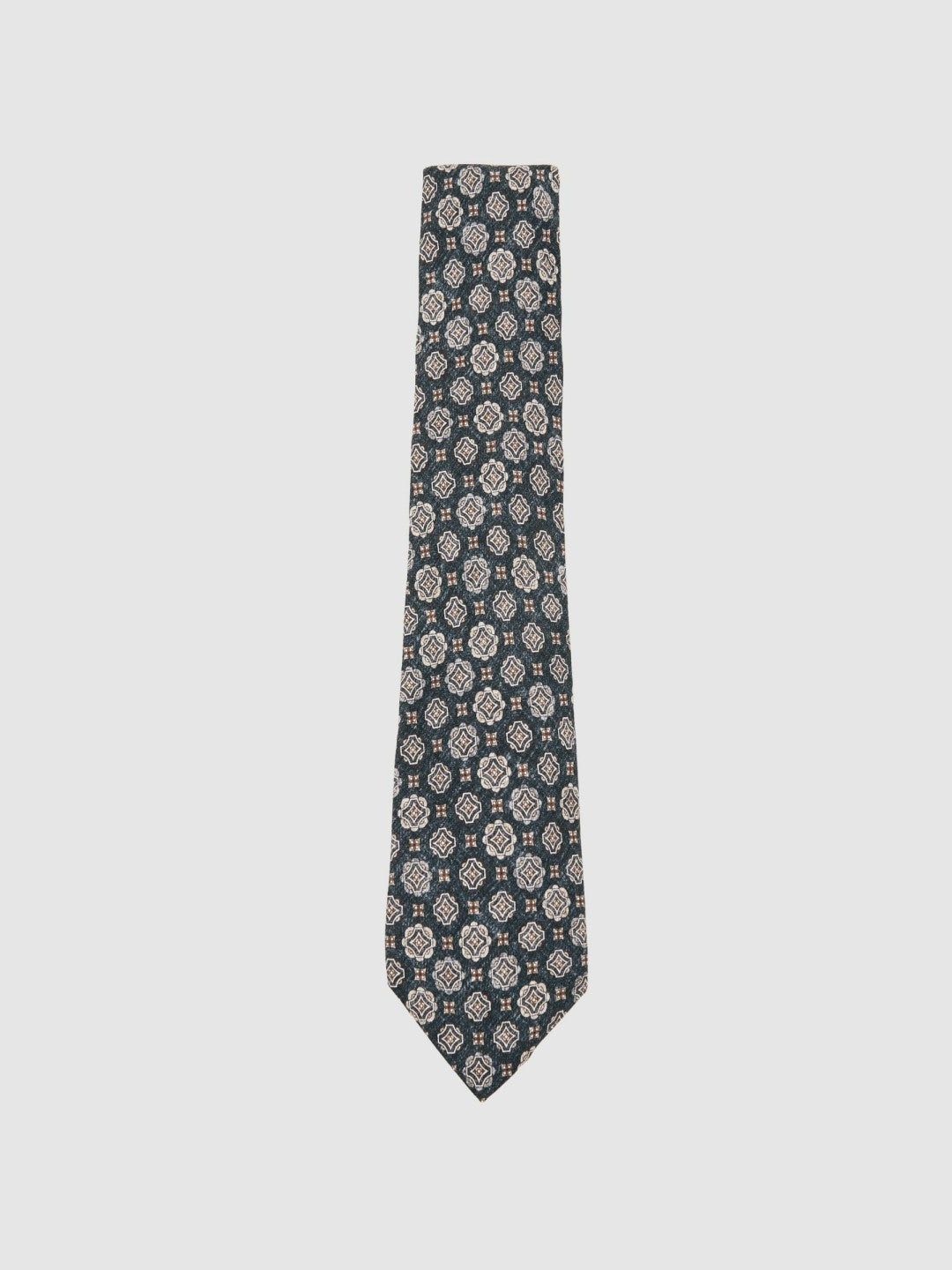 Silk Medallion Print Tie in Indigo Melange Men | Reiss