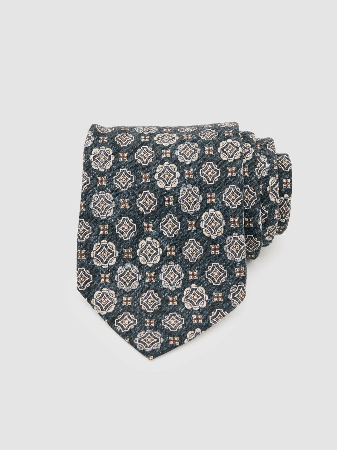 Silk Medallion Print Tie in Indigo Melange Men | Reiss