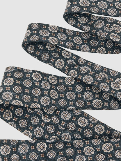 Silk Medallion Print Tie in Indigo Melange Men | Reiss