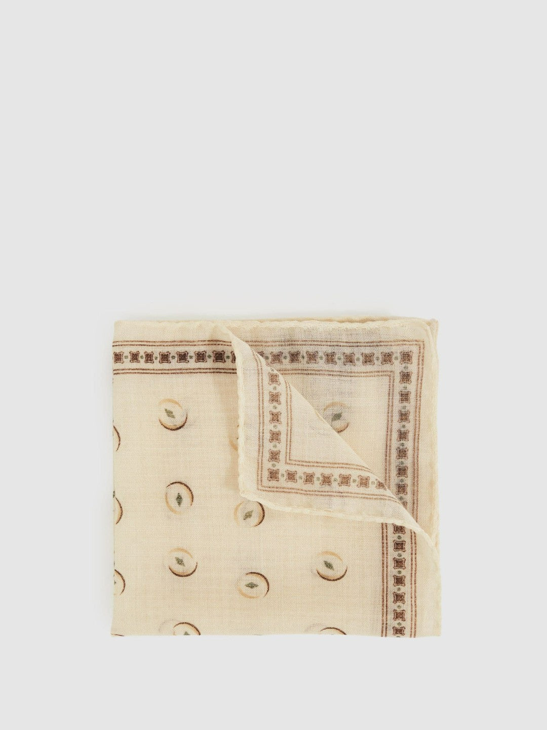 Wool Motif Print Pocket Square in Off White Men | Reiss