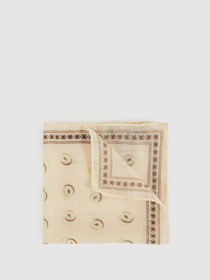 Wool Motif Print Pocket Square in Off White Men | Reiss