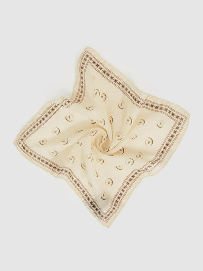 Wool Motif Print Pocket Square in Off White Men | Reiss