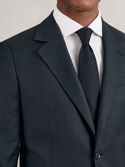 Silk Blend Textured Tie in Navy Men | Reiss