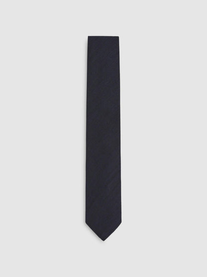 Silk Blend Textured Tie in Navy Men | Reiss