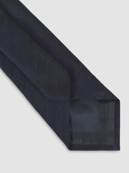 Silk Blend Textured Tie in Navy Men | Reiss