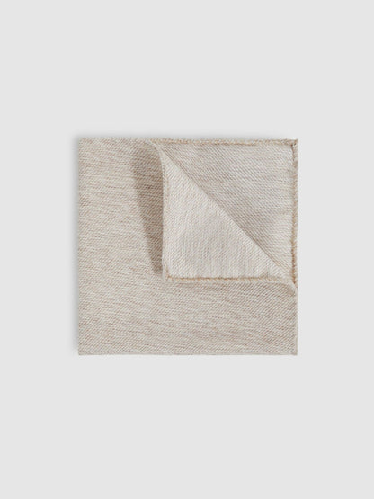 Wool Silk Textured Pocket Square in Oatmeal Men | Reiss