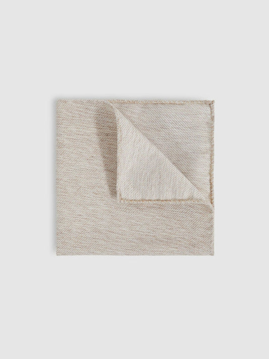 Wool Silk Textured Pocket Square in Oatmeal Men | Reiss