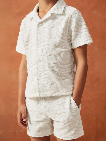 3-9 yrs SmileyWorld Wave Texture Shirt in White Children & Baby | Reiss