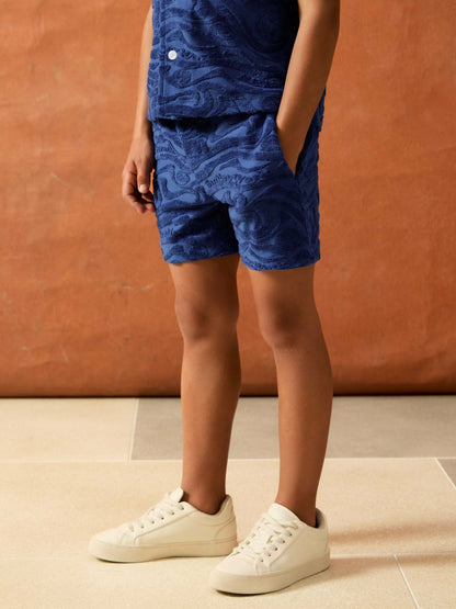9-13 yrs SmileyWorld Wave Texture Shorts in Bright Blue Children & Baby | Reiss