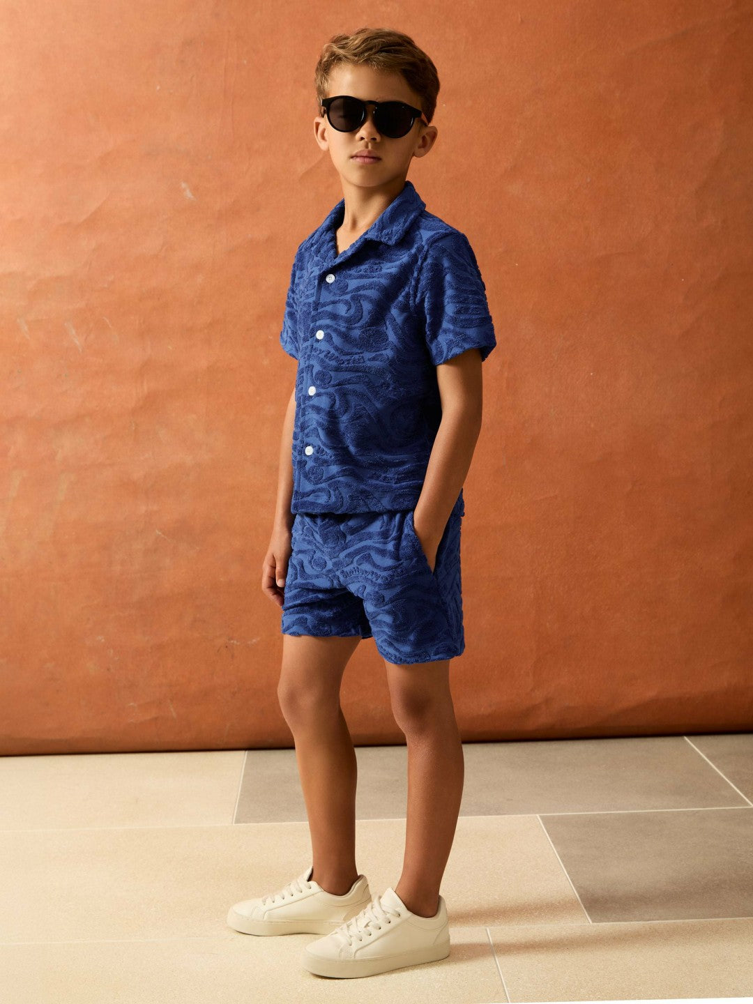 9-13 yrs SmileyWorld Wave Texture Shorts in Bright Blue Children & Baby | Reiss