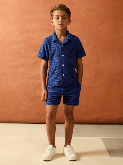 9-13 yrs SmileyWorld Wave Texture Shirt in Bright Blue Children & Baby | Reiss