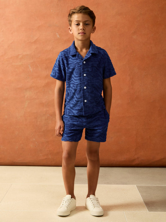 9-13 yrs SmileyWorld Wave Texture Shirt in Bright Blue Children & Baby | Reiss