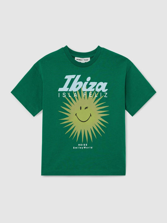 13-14 yrs SmileyWorld Sun Motif T-Shirt in Bright Green Children & Baby | Reiss