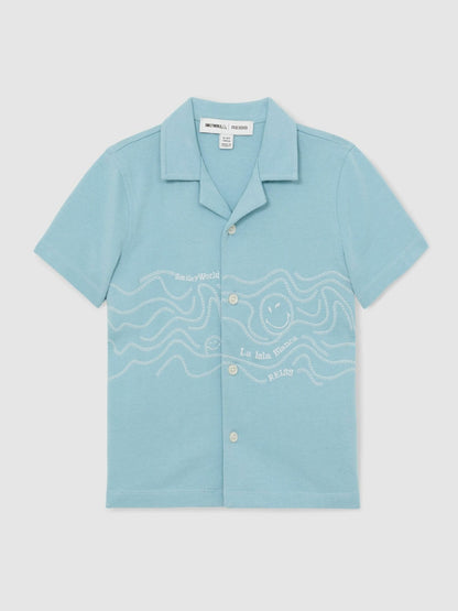 9-13 yrs SmileyWorld Embroidered Shirt in Sky Blue Children & Baby | Reiss