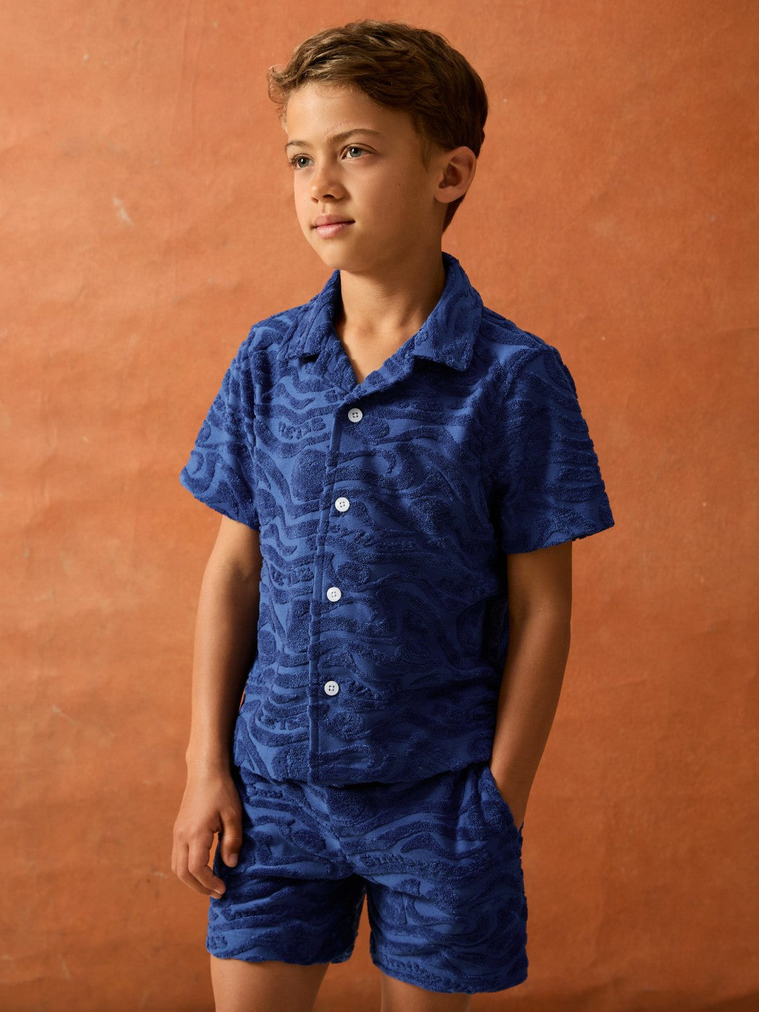 3-9 yrs SmileyWorld Wave Texture Shirt in Bright Blue Children & Baby | Reiss