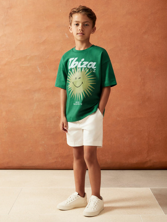 3-9 yrs SmileyWorld Sun Motif T-Shirt in Bright Green Children & Baby | Reiss