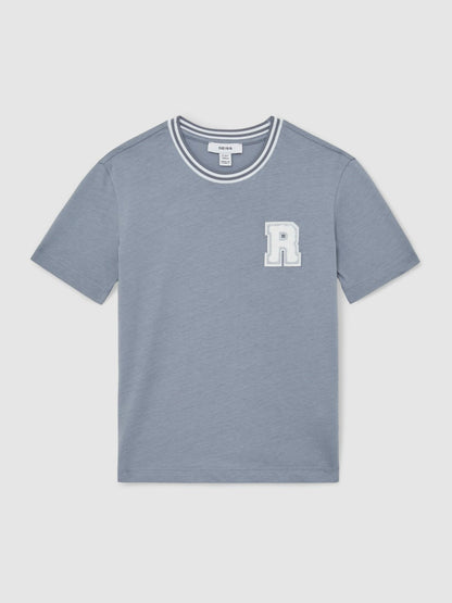 3-9 yrs Cotton Letter Patch T-Shirt in Airforce Blue Children & Baby | Reiss