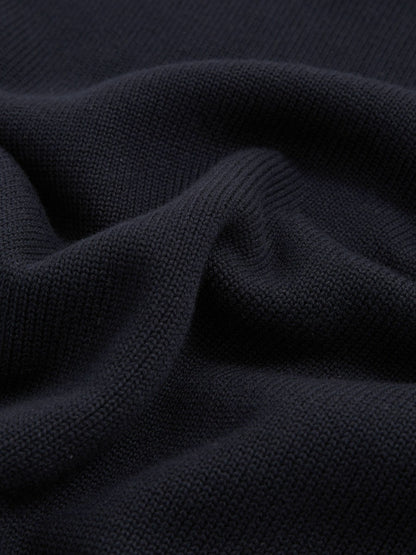 Cotton And Wool Crew-Neck Top in Navy Women | Reiss