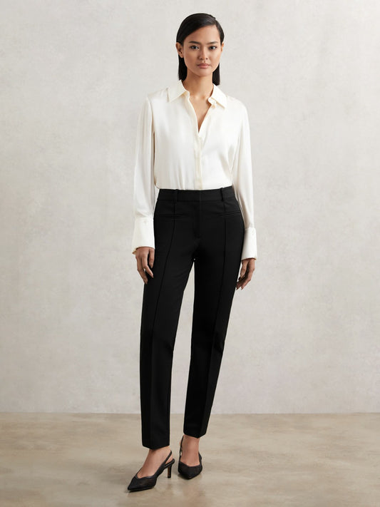 Pintuck Tapered Trousers in Black Women | Reiss