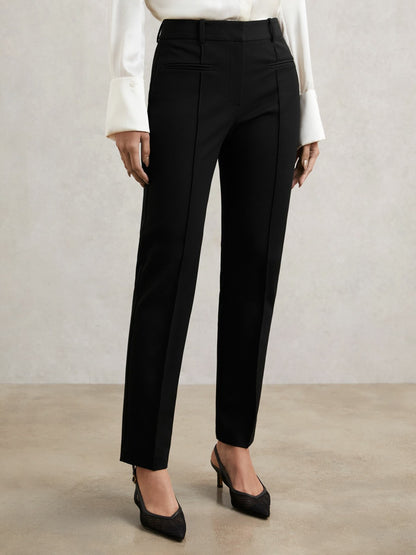 Pintuck Tapered Trousers in Black Women | Reiss