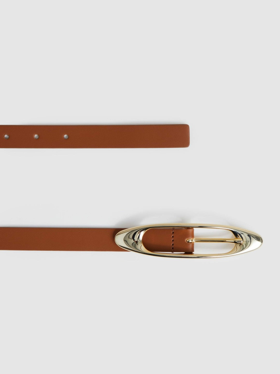 Leather Oval-Buckle Belt in Tan Women | Reiss