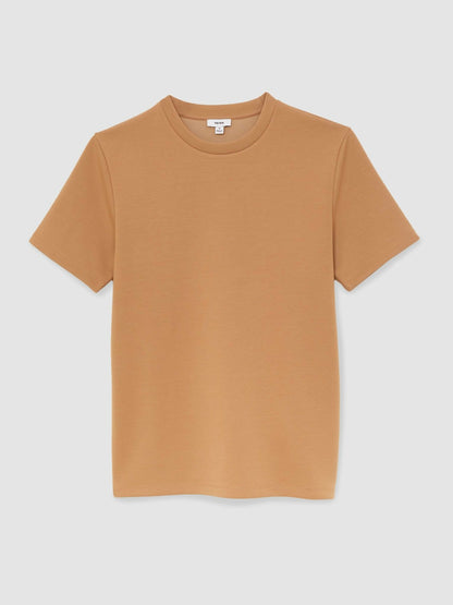 Interlock Jersey Crew Neck T-Shirt in Light Camel Brown Men | Reiss