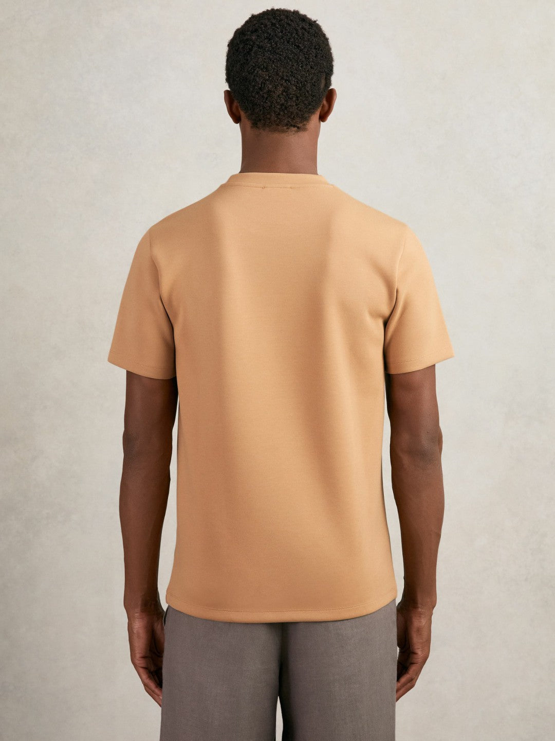 Interlock Jersey Crew Neck T-Shirt in Light Camel Brown Men | Reiss