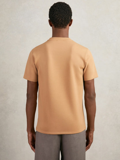 Interlock Jersey Crew Neck T-Shirt in Light Camel Brown Men | Reiss