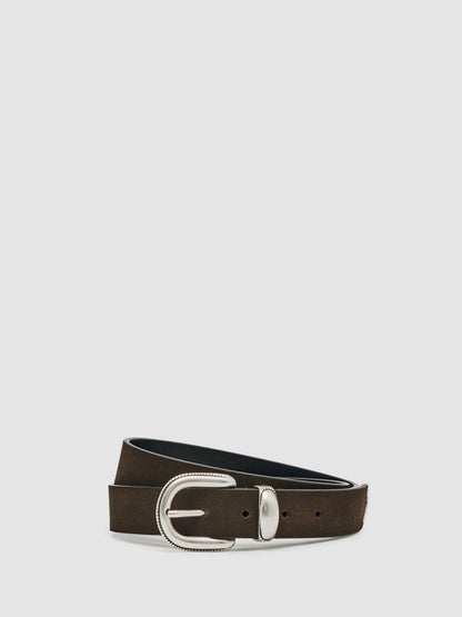 Suede Western-Style Belt in Dark Brown Men | Reiss