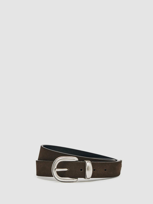 Suede Western-Style Belt in Dark Brown Men | Reiss