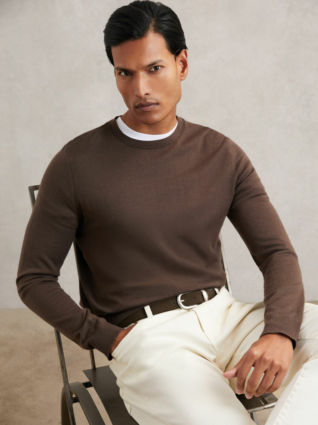 Suede Western-Style Belt in Dark Brown Men | Reiss