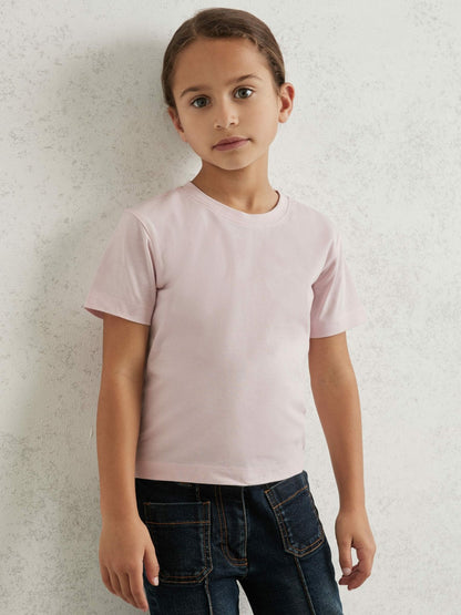 9-13 yrs Cotton Crew Neck T-Shirt in Pink Children & Baby | Reiss