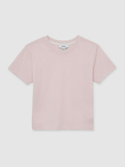 9-13 yrs Cotton Crew Neck T-Shirt in Pink Children & Baby | Reiss