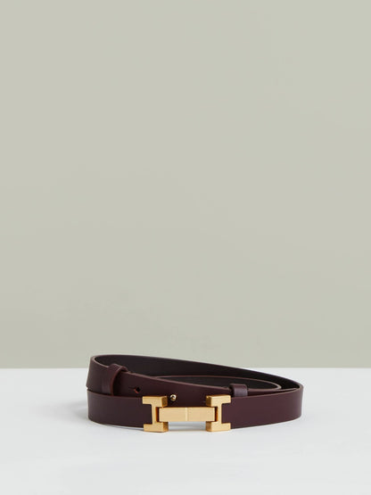 Leather Square Hinge Belt in Burgundy Women | Reiss